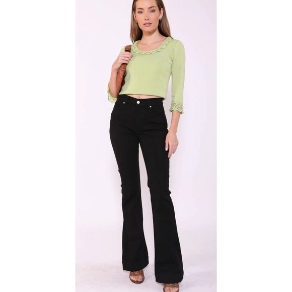 Revice Venus Flare Jeans in Jet Black Wash - Picture 1 of 12